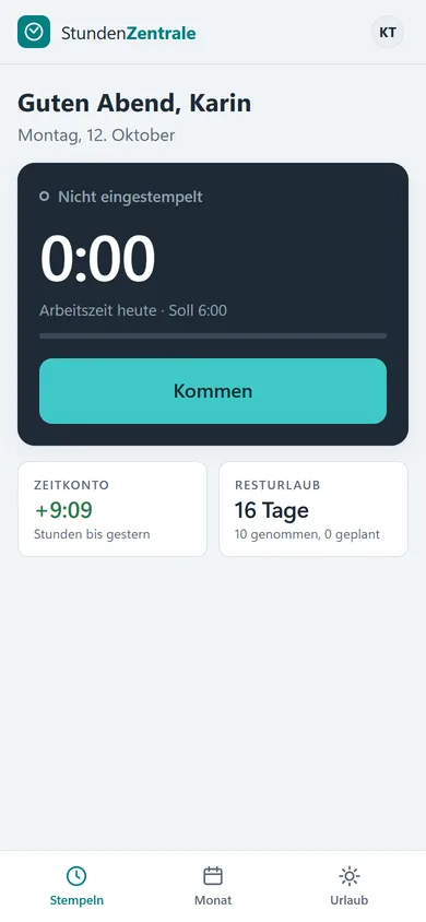Stempelseite auf dem Handy